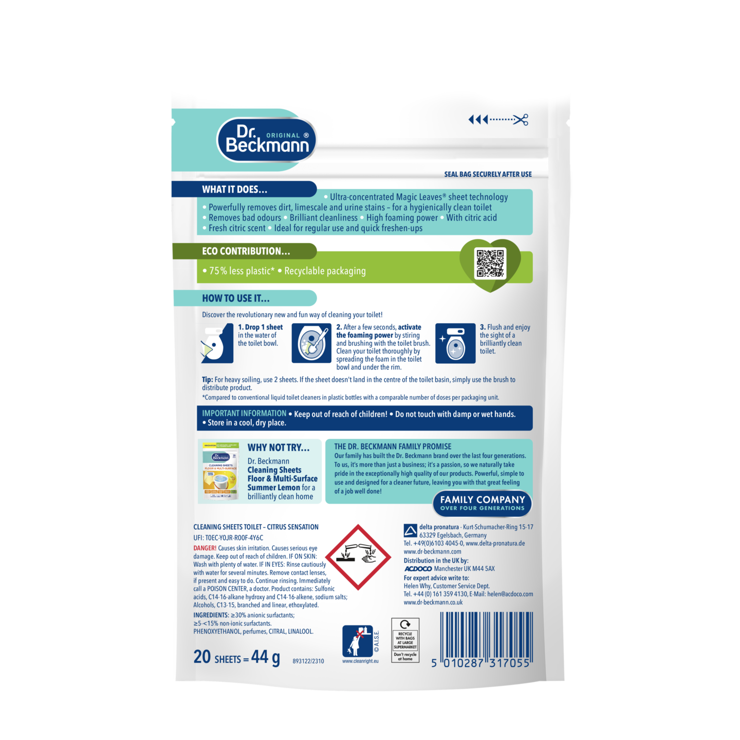 Dr. Beckmann Cleaning Sheets Toilet Citrus Sensation Dr. Beckmann